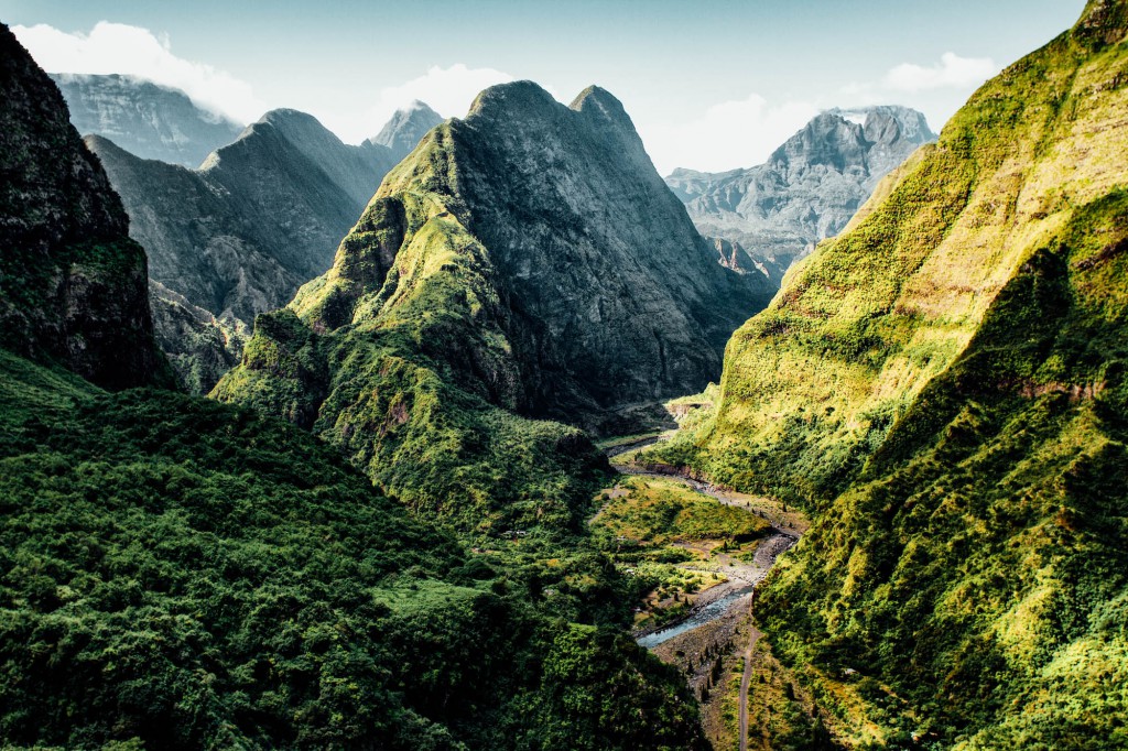 Beautiful Landscape in Mafate Cirque, Reunion Island, Indian Ocean