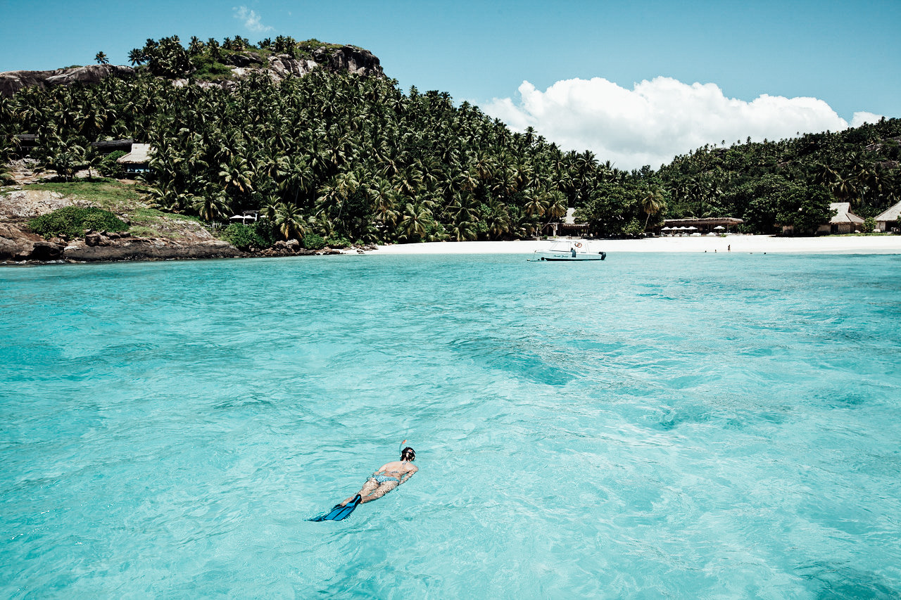 Snorkel in the waters of Seychelles, Indian Ocean