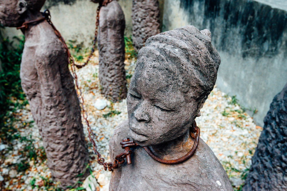 Zanzibar Slave sculpture in Stone Town, Tanzania, Africa.