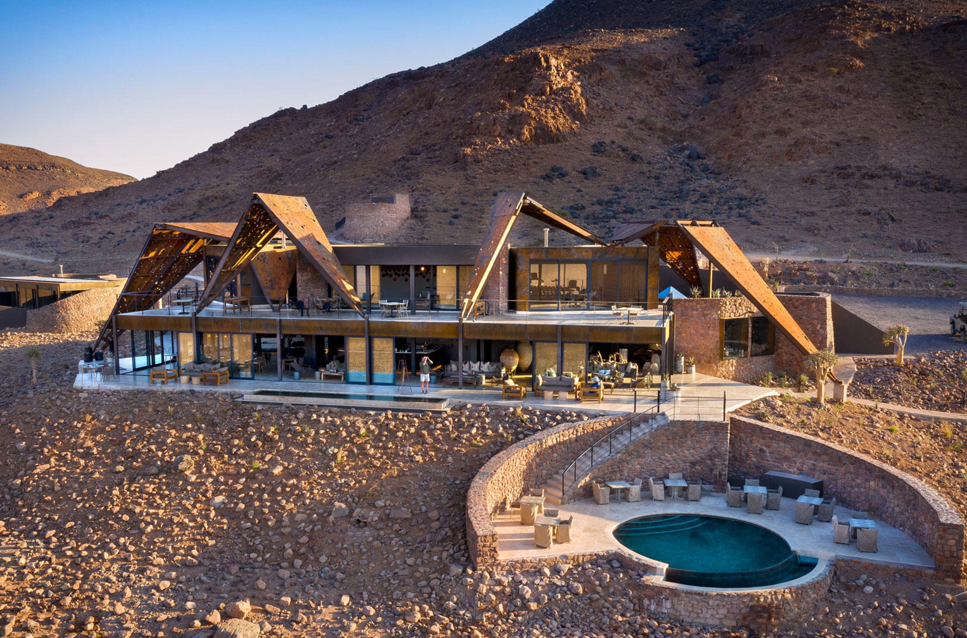 Exterior daytime with pool - Sossusvlei Desert Lodge &Beyond Namibia - Luxury Africa Safaris
